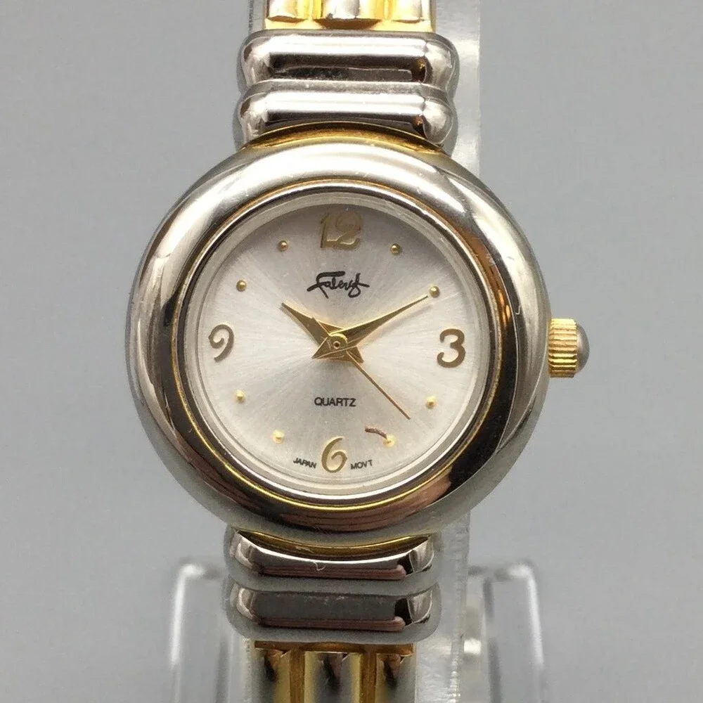 Fabrege Two Tone Womens Watch 25mm Open Cuff Band XF7169 PC21 New Battery